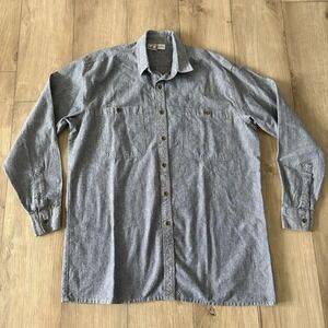 Vintage Generation One Men's  Gray Button Up Long Sleeve Polo Shirt Size Large